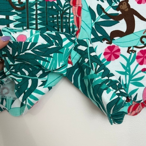 Talbots Scalloped Hem Tropical Monkey Printed Cotton Blend Shorts Sz 10 - Picture 8 of 13